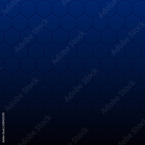 Vector illustration of a dark blue background of hexagons