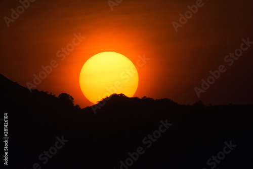 Sunset with mountain backdrop, Dandeli National Park, Karnataka, Dandeli