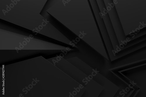 abstract dark black background texture 3d illustration.