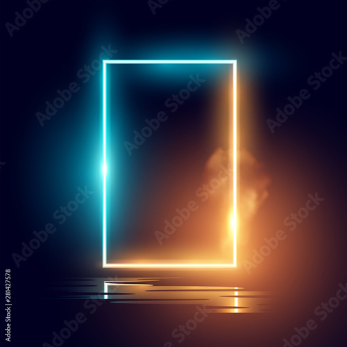 A glowing mood neon lighting frame vector effect. photo