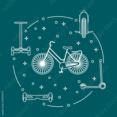 Bike, segway, mono-wheel, scooter, gyroscooter.