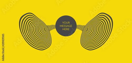 Two loudspeakers on yellow background. Creative design for announcements and attention. Vector illustration.