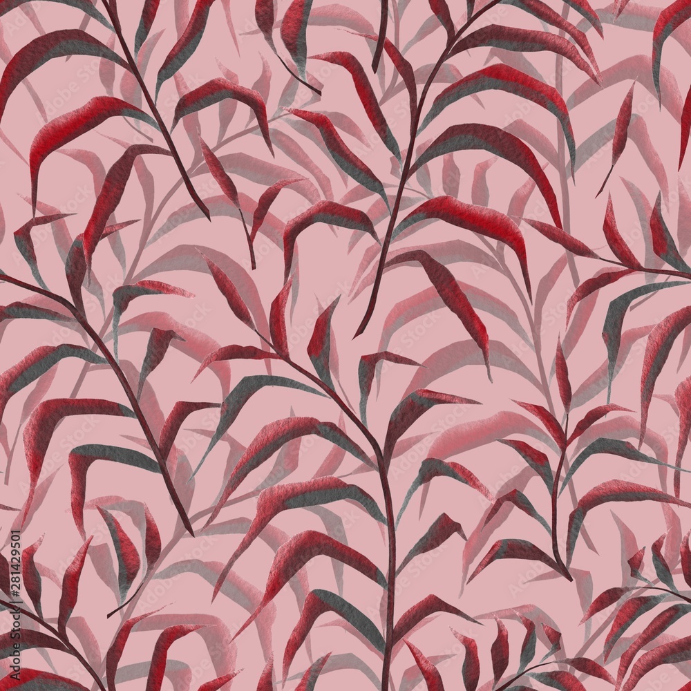Seamless pattern. Palm leaves in watercolor style Seamless pattern. Palm leaves in watercolor style