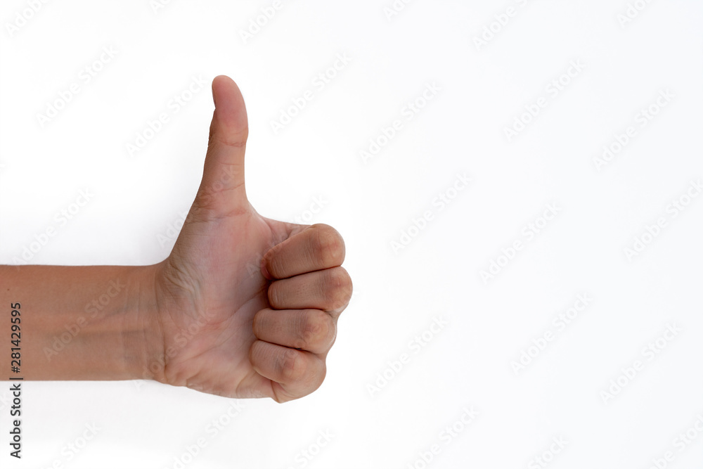 Woman hand with thumb up isolated on white background Woman hand with thumb up isolated on white background