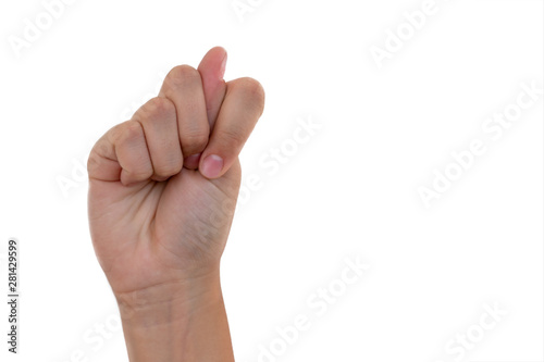 Hand shows fig sign isolated on a white background