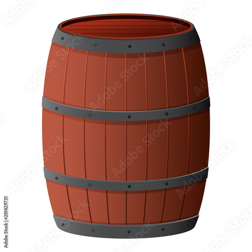 Wooden barrel for storage on a white background