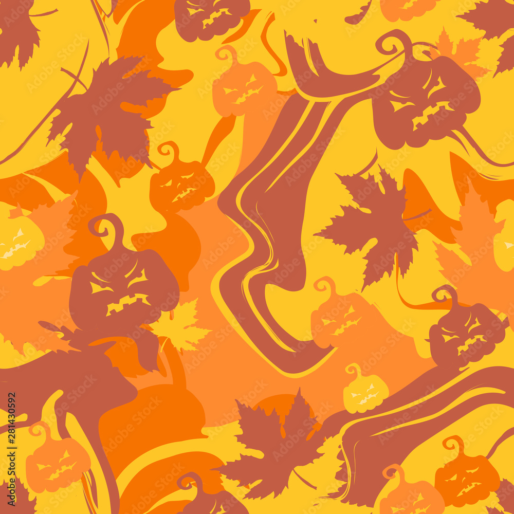 Naklejka premium Halloween vector seamless abstract patern with maple leaves