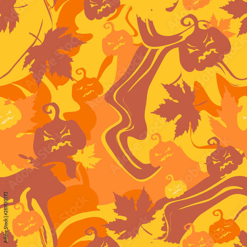 Halloween vector seamless abstract patern with maple leaves