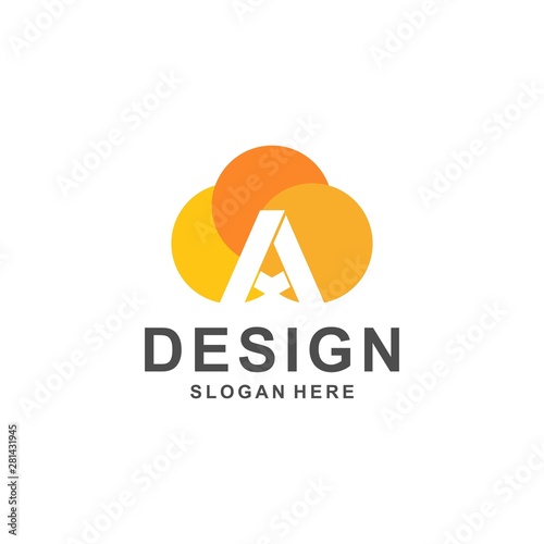 letter a nature logo template green tree leaf