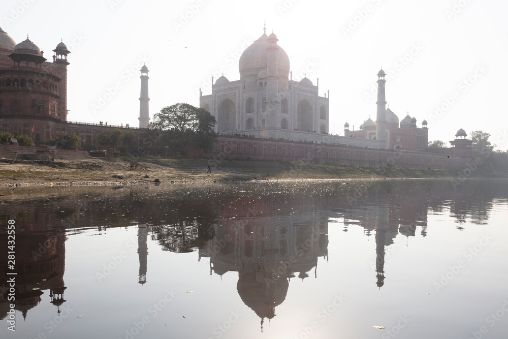 Taj Mahal and the Yamuna River in Agra, Uttar Pradesh, India