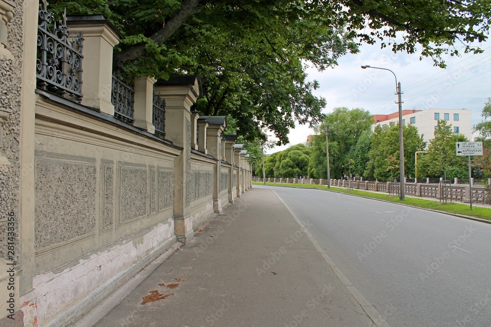 The road along the Moika River Embankment. St. Petersburg.