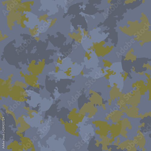 Urban camouflage of various shades of green and blue colors