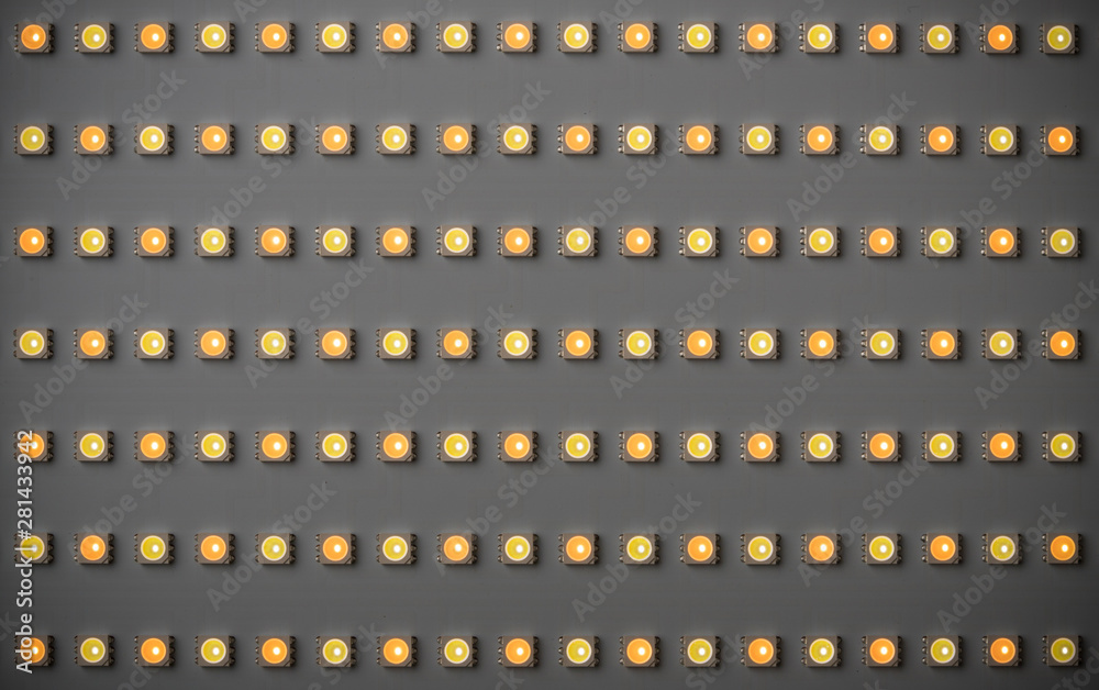 Led panel light, close up view. Array of small diodes . Lighting equipment.