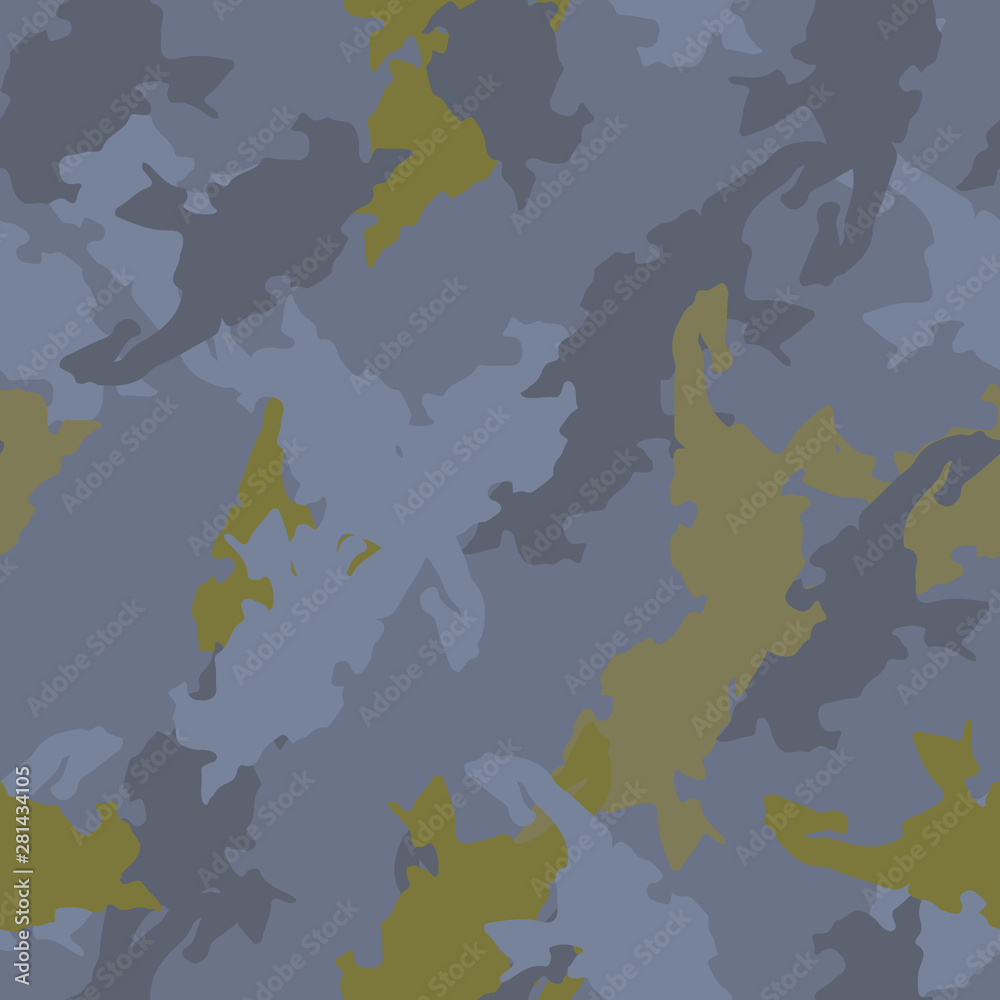 Urban camouflage of various shades of green and blue colors