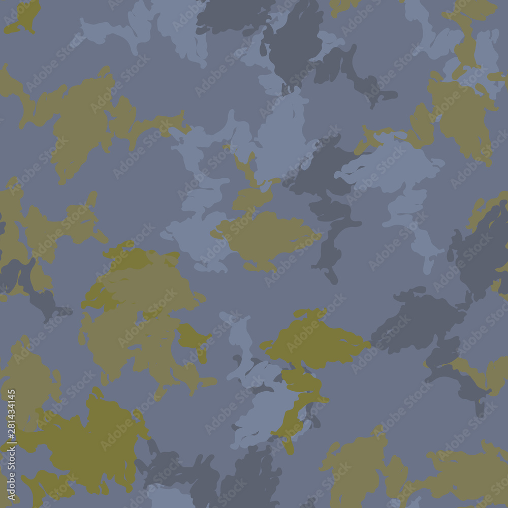Urban camouflage of various shades of green and blue colors
