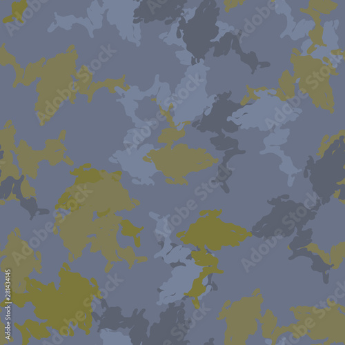 Urban camouflage of various shades of green and blue colors