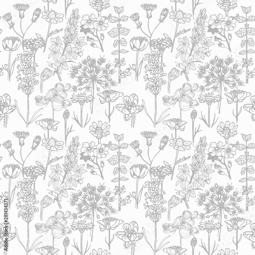 seamless floral pattern with wild flower