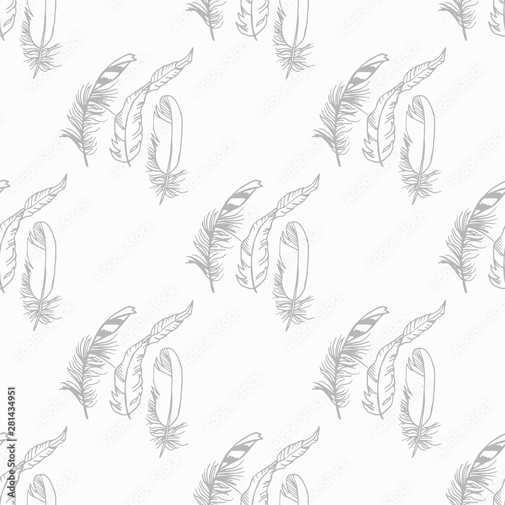 Mockingjay feather seamless pattern hand drawn sketch