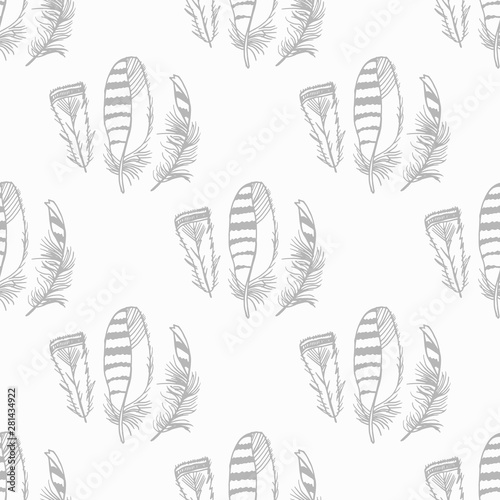 Canvas Print Mockingjay feather seamless pattern hand drawn sketch