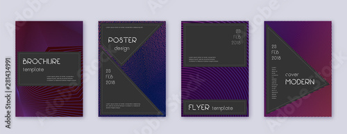 Black brochure design template set. Violet abstrac