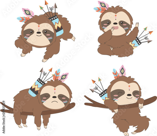 adorable sloth illustration for personal project, background, invitation, wallpaper and many more