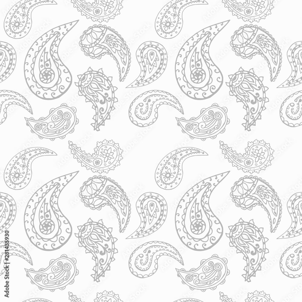 paisley seamless pattern, hand drawn indian cucumber, sketch
