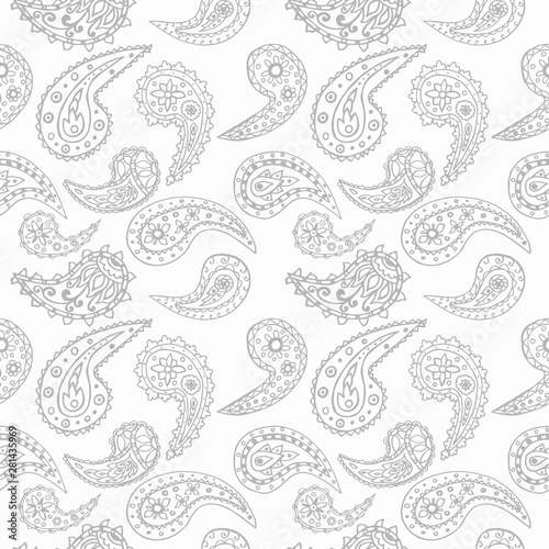 paisley seamless pattern  hand drawn indian cucumber  sketch