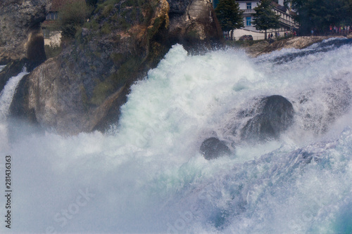 Rushing water during summer at the Rheinfalls