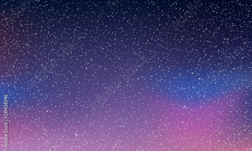 Star sky light, starry night space vector background. Northern lights glow, blue neon aurora abstract galaxy stars shine background