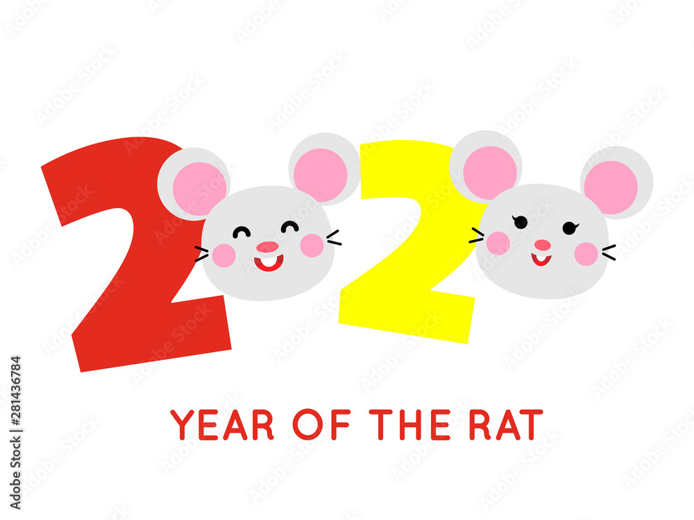 happy chinese new year card with cute rat character happy chinese new year card with cute rat character