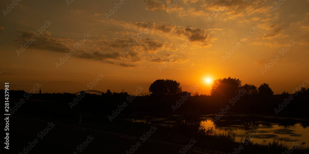 Oude Waal evening sunset in Gelderland