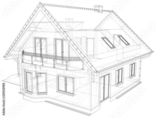 Vector sketch house on the white background. EPS 10.