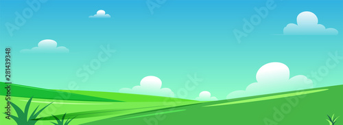 Beautiful green nature landscape view background for used as header or banner design.