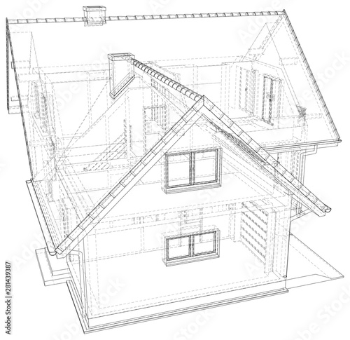 Sketch line at home. Vector illustration. Illustration created of 3d.