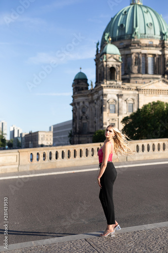 businesswoman walking on city streets