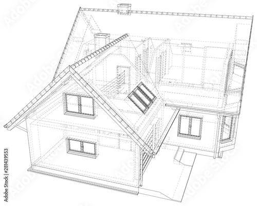 House wire blueprint - isolated over a white background.