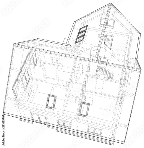 Vector sketch house on the white background. EPS 10.