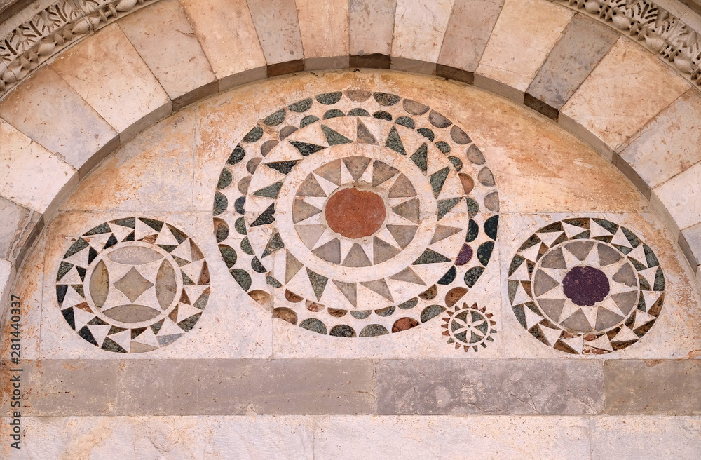 Mosaic in the lunette of the church San Paolo all'Orto in Pisa, Italy