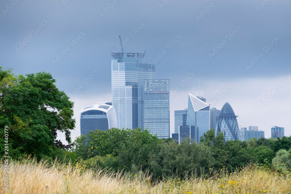 Obraz premium London cityscape with modern buildings from a park
