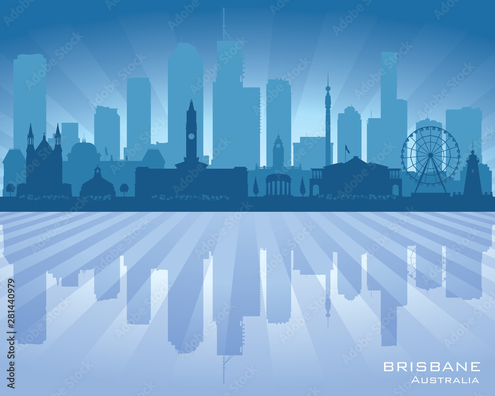 Brisbane Australia city skyline vector silhouette