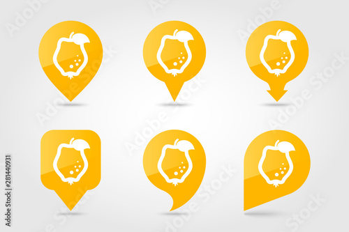 Free Download Quince pin map icon. Quince tropical fruit sign - GFXLoad