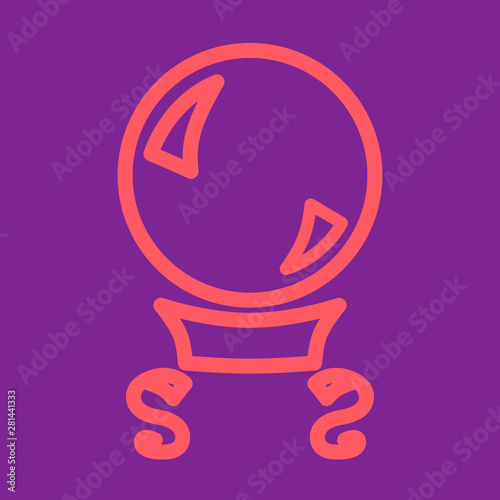 Magic fortune telling crystal ball of divination line vector illustration. 