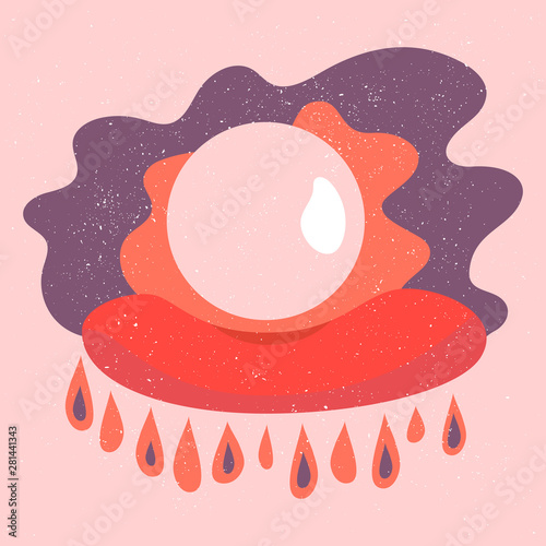 Magic fortune telling crystal ball of divination on the pillow line vector illustration. 