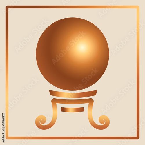 Magic fortune telling crystal ball of divination line vector illustration. 