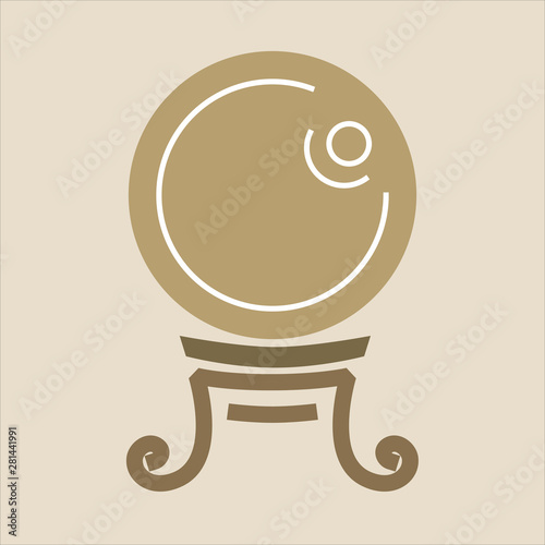 Magic fortune telling crystal ball of divination line vector illustration. 