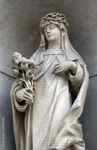 Saint Rose of Lima on the facade of Dominican Church in Vienna, Austria 