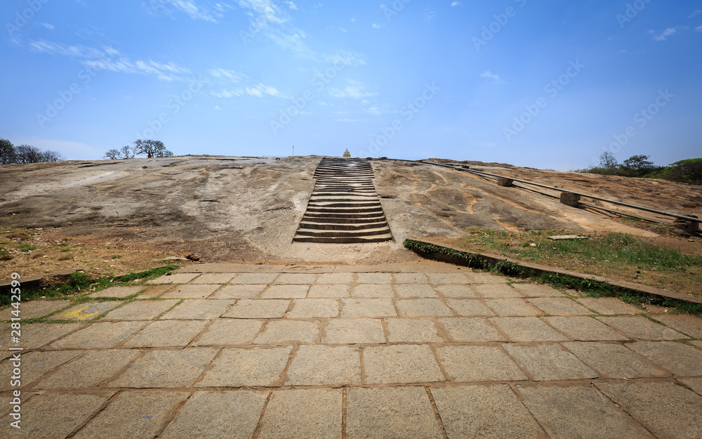 Fototapeta premium A temple on the top of rock in Lalbagh Bangalore or Bengaluru.