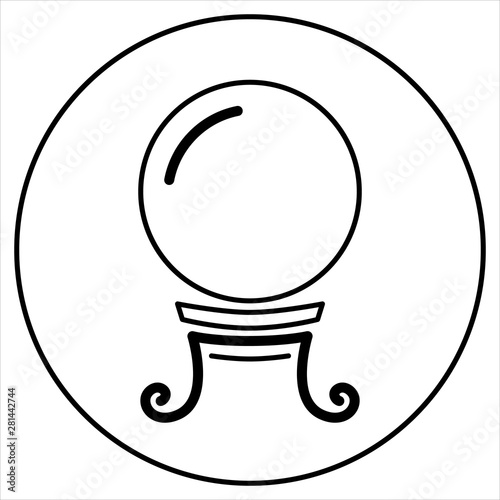 Magic fortune telling crystal ball of divination line vector illustration. 