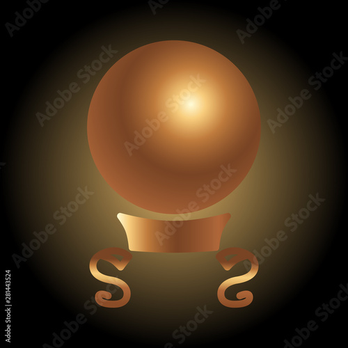Magic fortune telling crystal ball of divination line vector illustration. 