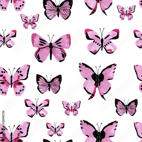 Butterflies Vector illustration of a seamless floral pattern in spring for Wedding, anniversary, birthday and party. Design for banner, poster, card, invitation and scrapbook © Francisca